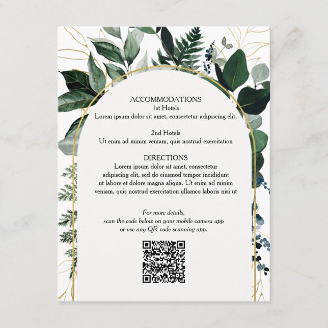Tarjeta de detalles del boda de código QR, Botánic (Anverso)