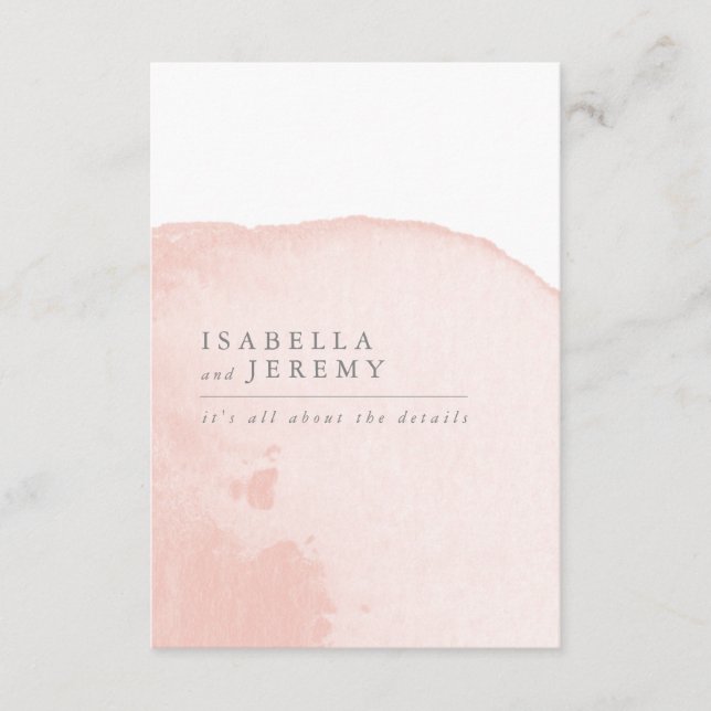 Tarjeta de detalles del boda de color de agua (Anverso)