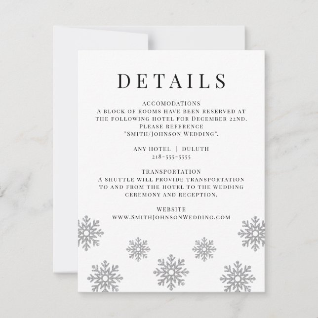 Tarjeta de detalles del Boda de copo de nieve de i (Anverso)