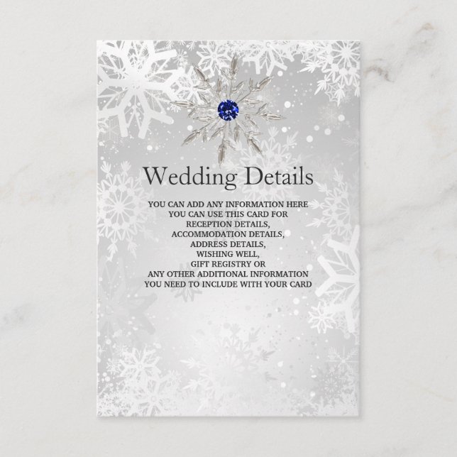 tarjeta de detalles del Boda de copos de nieve azu (Anverso)