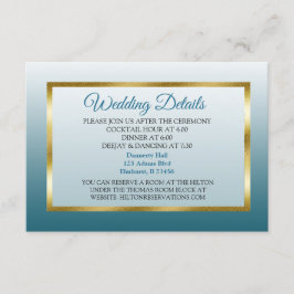 Tarjeta de detalles del Boda de degradado azul y d