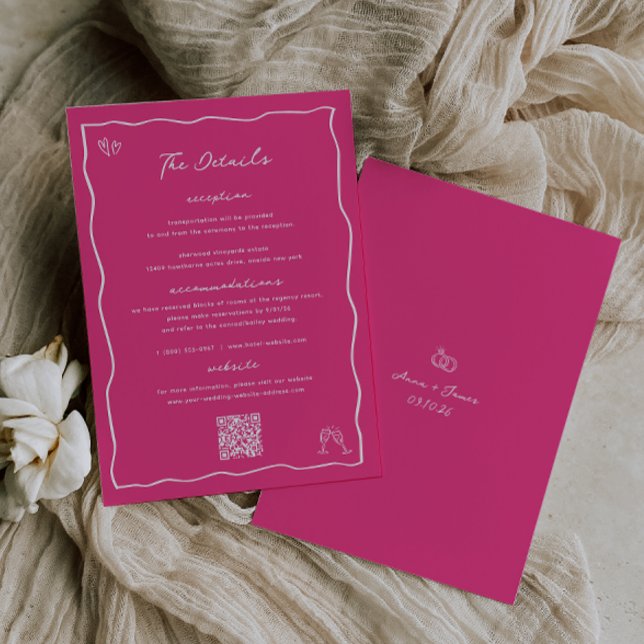 Tarjeta de detalles del Boda de Doodle Rosa Cerise (Subido por el creador)