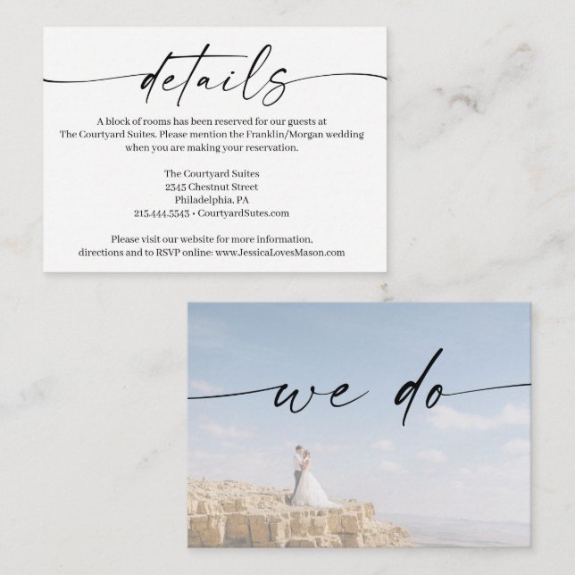 Tarjeta de detalles del Boda de elegancia clásica  (Anverso / Reverso)