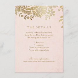 Tarjeta de detalles del boda de encaje elegante de