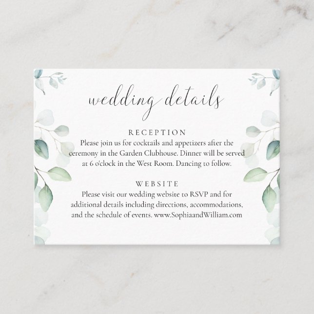 Tarjeta de detalles del Boda de energía verde del  (Anverso)