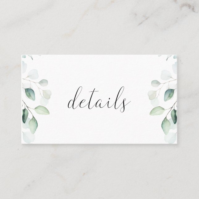 Tarjeta de detalles del Boda de energía verde del  (Anverso)