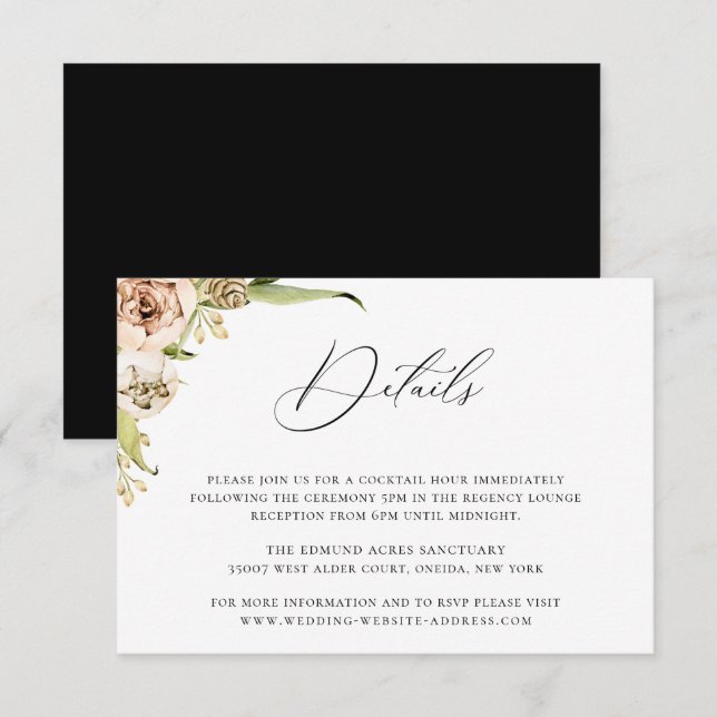 Tarjeta de detalles del Boda de Floral Forestal Bo (Anverso / Reverso)