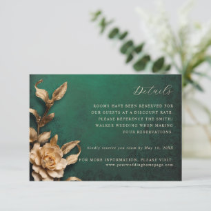 Tarjeta de detalles del boda de flores metálicas d