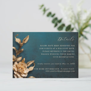 Tarjeta de detalles del boda de flores metálicas d