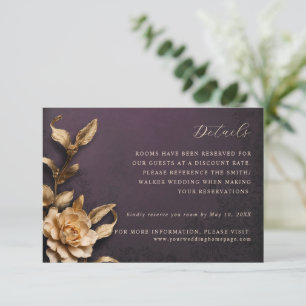 Tarjeta de detalles del boda de flores metálicas d
