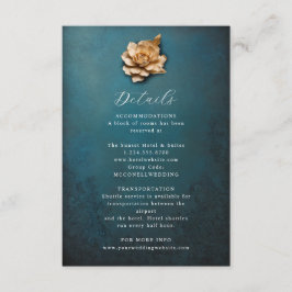 Tarjeta de detalles del boda de flores metálicas r