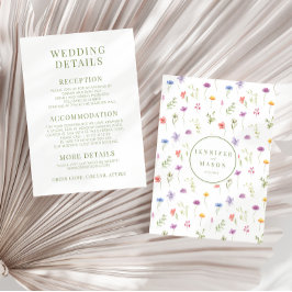 Tarjeta de detalles del boda de flores silvestres 