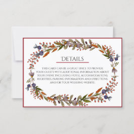 Tarjeta de detalles del Boda de follaje otoñal