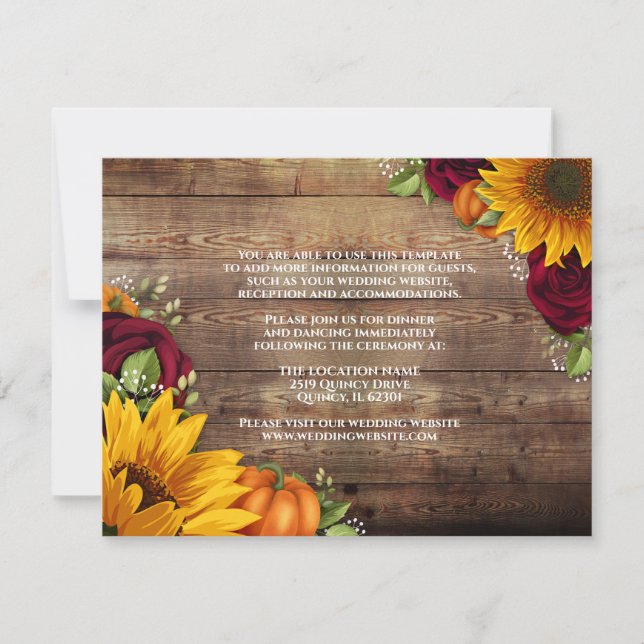 Tarjeta de detalles del Boda de follaje ruso de ot (Anverso)