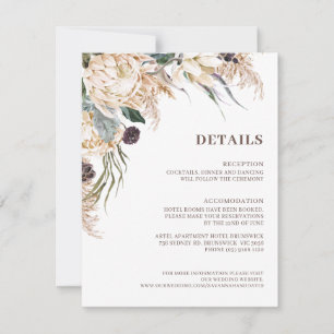 Tarjeta de detalles del Boda de Grass Boho Protea 