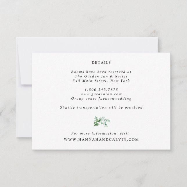 Tarjeta de detalles del Boda de Hidrangea y Eucaly (Anverso)