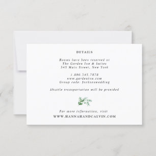 Tarjeta de detalles del Boda de Hidrangea y Eucaly