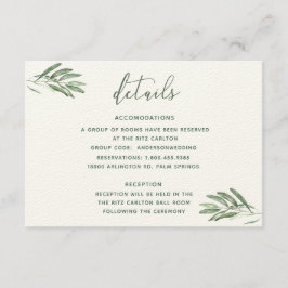 Tarjeta de detalles del Boda de hojas de oliva