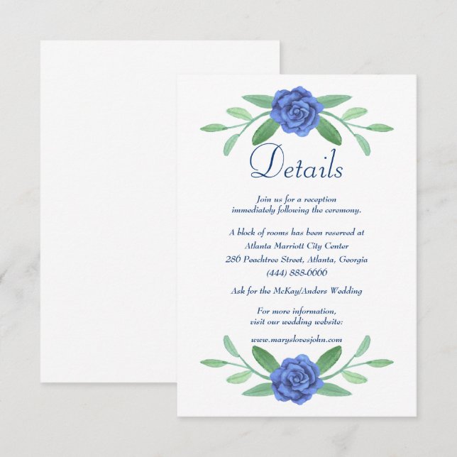 Tarjeta de detalles del Boda de la floración azul  (Anverso / Reverso)