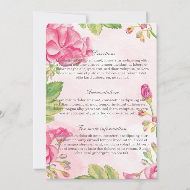 Tarjeta de detalles del Boda de las flores de vera (Anverso)