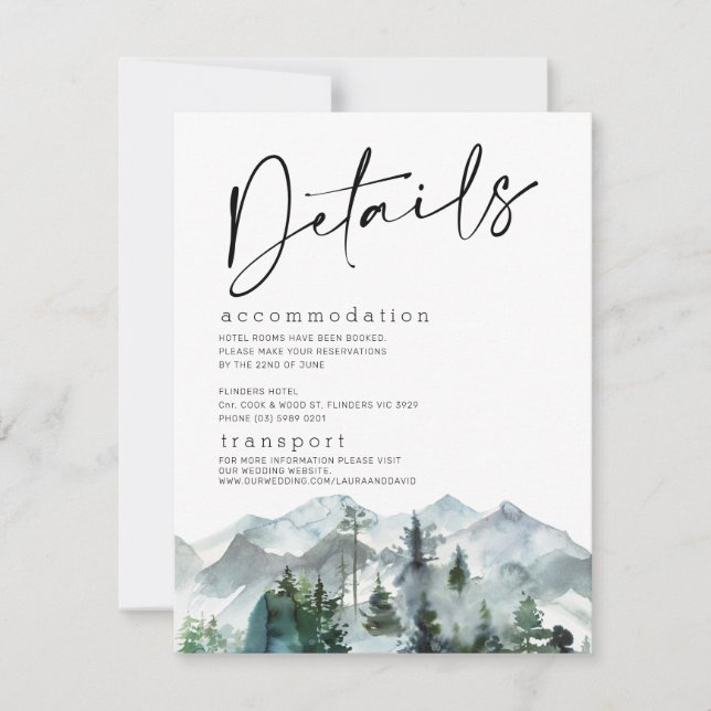 Tarjeta de detalles del Boda de las Montañas Moder (Anverso)