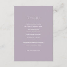 Tarjeta de detalles del Boda de Lilac Dusty Modern