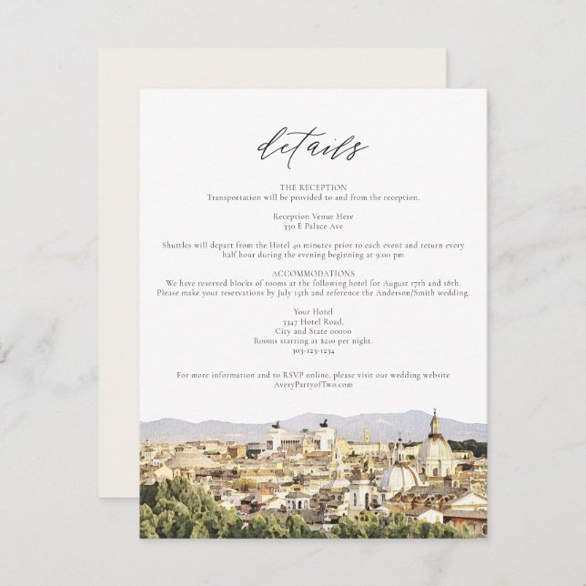 Tarjeta de detalles del Boda de línea aérea ROME I (Anverso / Reverso)
