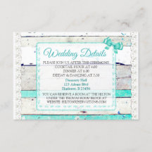 Tarjeta de detalles del Boda de madera y encaje rú