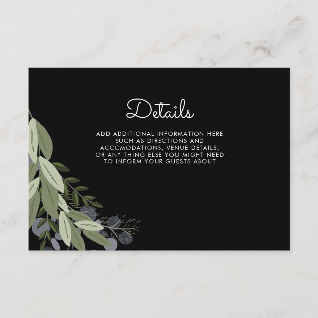 Tarjeta de detalles del Boda de medianoche Sprigs (Anverso)