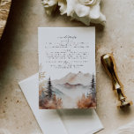 Tarjeta de detalles del Boda de montaña de otoño<br><div class="desc">Esta es una tarjeta de detalles de bodas de montaña que presenta una hermosa escena de la montaña de la cascada de agua y un elegante emparejamiento de fuentes. Edite todas las palabras y todos los colores excepto el color de la escena de la montaña acuarela. El color de la...</div>