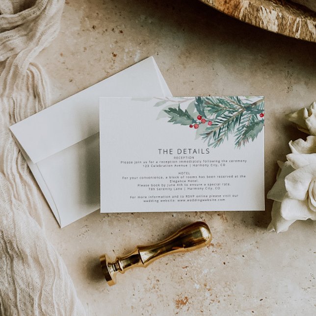 Tarjeta de detalles del Boda de Navidades elegante (Subido por el creador)