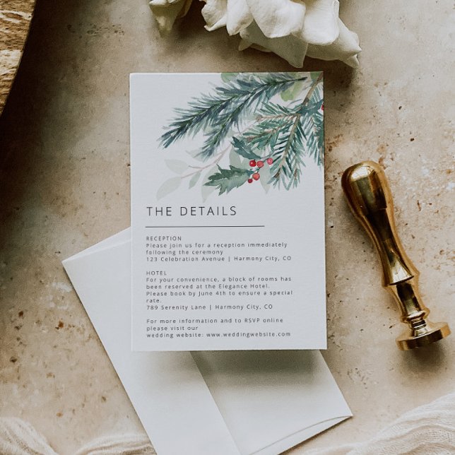 Tarjeta de detalles del Boda de Navidades elegante (Subido por el creador)