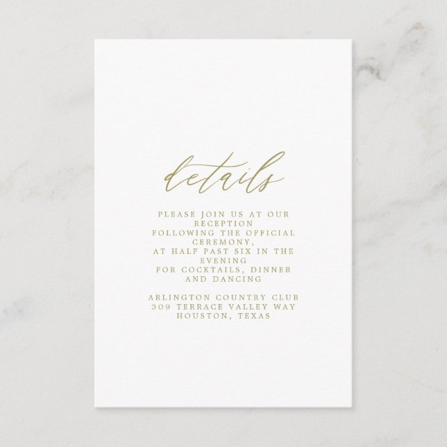Tarjeta de detalles del Boda de oro (Anverso)