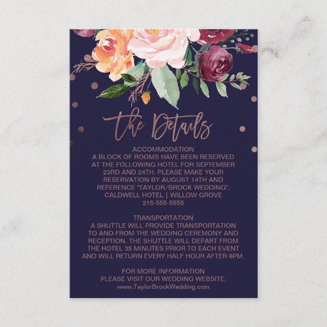 Tarjeta de detalles del Boda de oro del Rosa flora (Anverso)