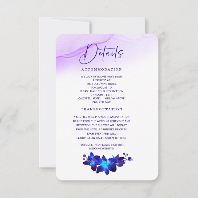 Tarjeta de detalles del Boda de orquídeas turquesa (Anverso)