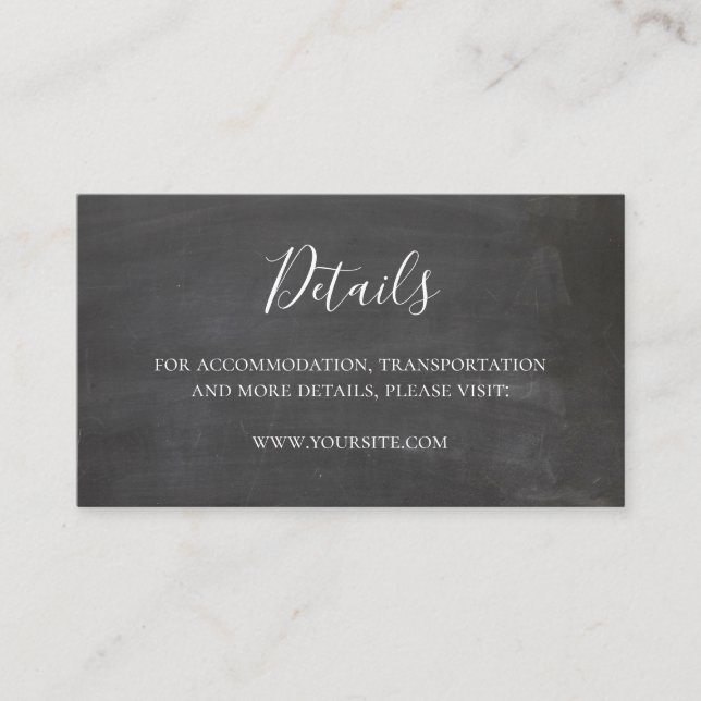 Tarjeta de detalles del boda de pizarra Tarjeta de (Anverso)