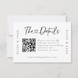 Tarjeta de detalles del Boda de tipos de letra QR