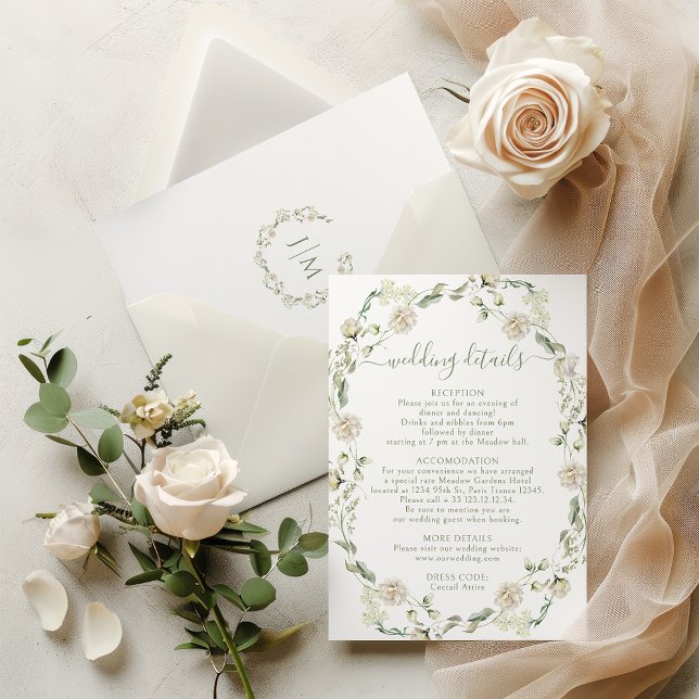 Tarjeta de detalles del Boda de verde de las flore (Subido por el creador)