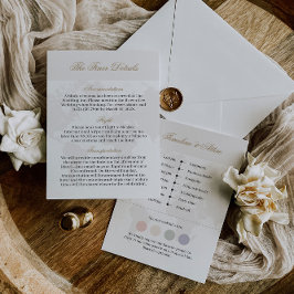 Tarjeta de detalles del Boda de viajes con atuendo