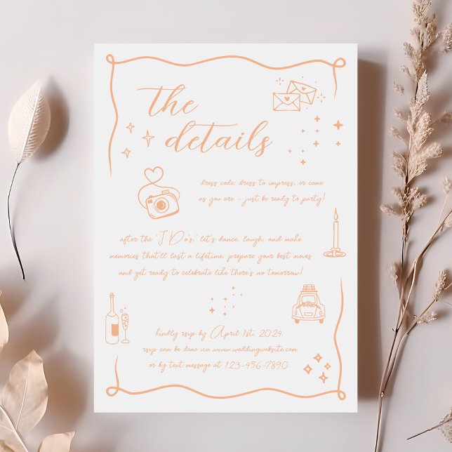 Tarjeta de detalles del Boda del dibujo manual Doo (Subido por el creador)