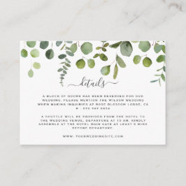 Tarjeta de detalles del Boda del eucalipto verde s