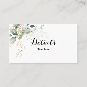Tarjeta de detalles del boda del Eucalyptus Greene