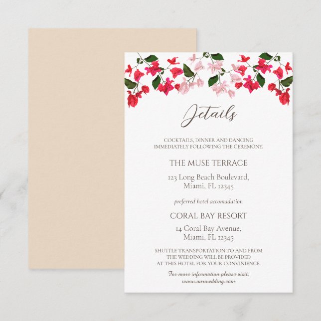 Tarjeta de detalles del Boda del gabinete de Bouga (Anverso / Reverso)