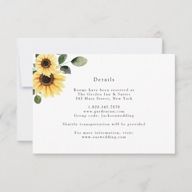 Tarjeta de detalles del Boda del girasol de otoño (Anverso)