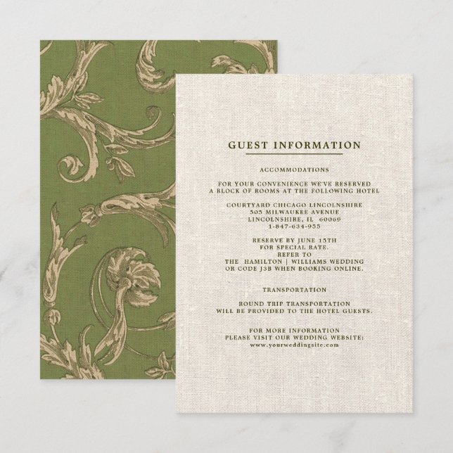Tarjeta de detalles del Boda del patrón de cosecha (Anverso / Reverso)
