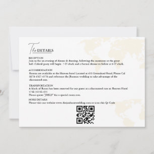 Tarjeta de detalles del boda del tema de viajes de