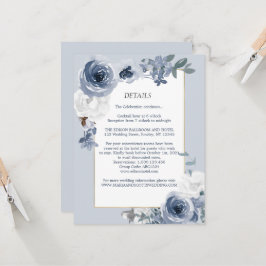 Tarjeta de detalles del Boda Dusty Blue Floral Gol