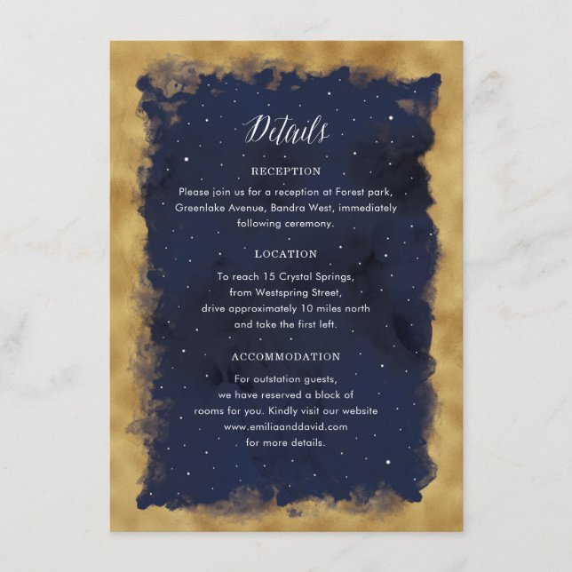 Tarjeta de detalles del Boda Estelar Celeste de No (Anverso)