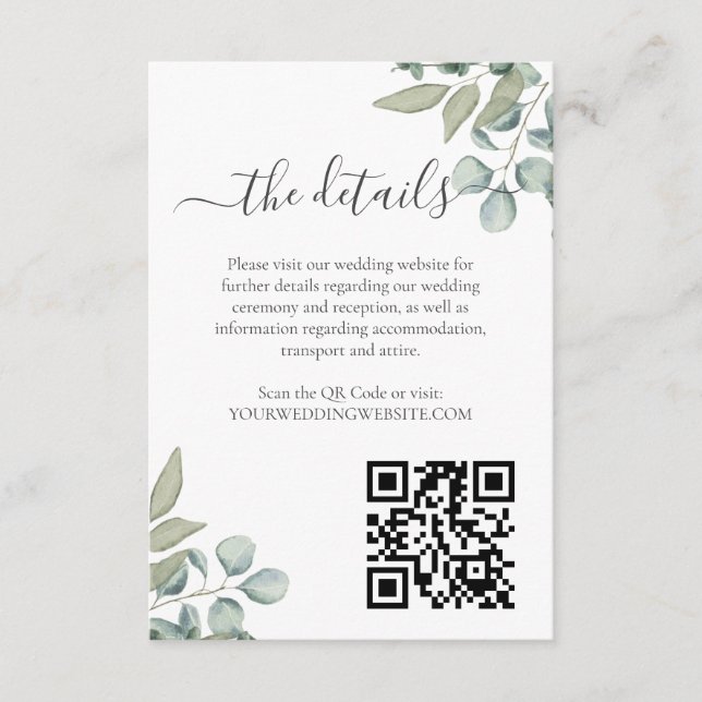 Tarjeta de detalles del Boda Eucalyptus Greenery
