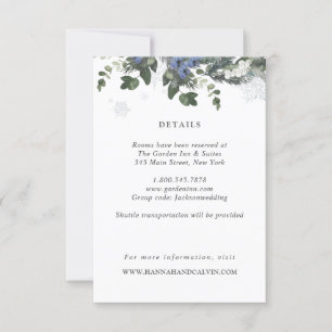 Tarjeta de detalles del Boda Evergreen de invierno
